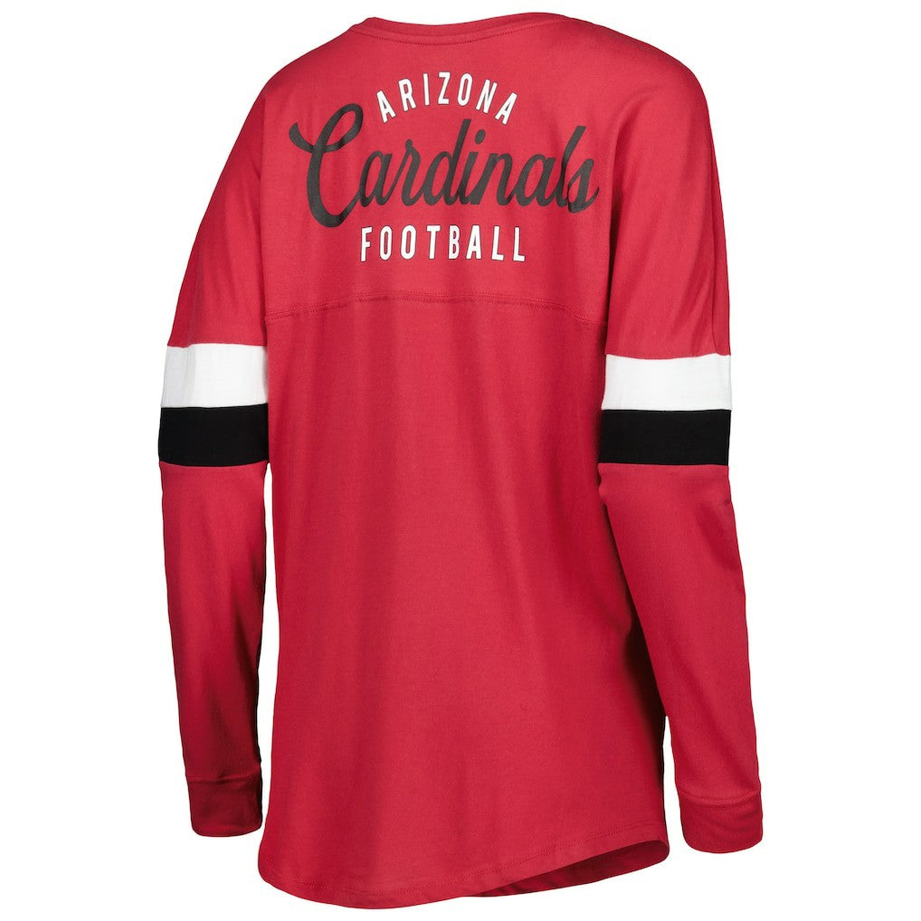 Arizona Cardinals New Era Women's Athletic Varsity Lace-Up Lightweight Long Sleeve T-Shirt - Cardinal on sale