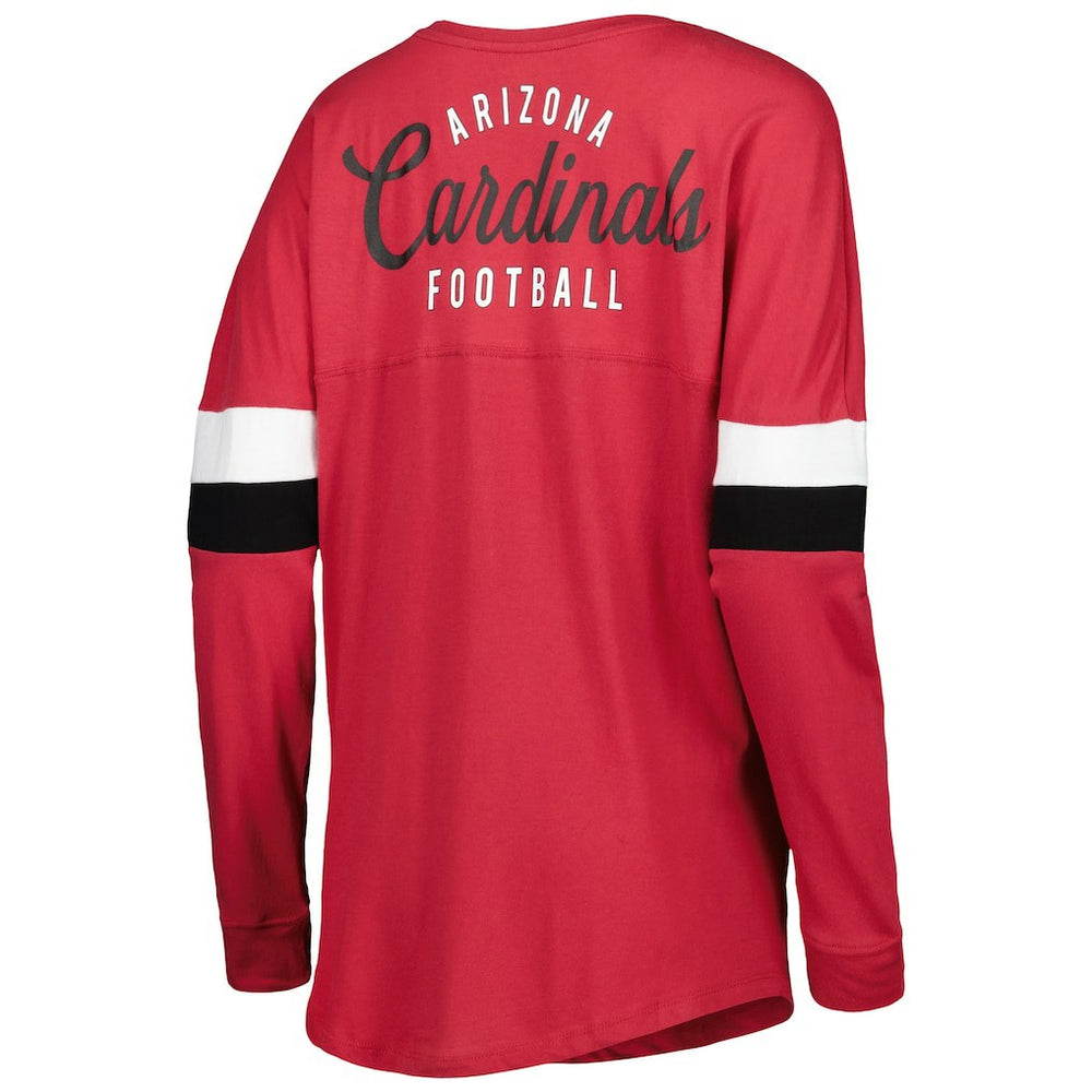 Arizona Cardinals New Era Women's Athletic Varsity Lace-Up Lightweight Long Sleeve T-Shirt - Cardinal on sale