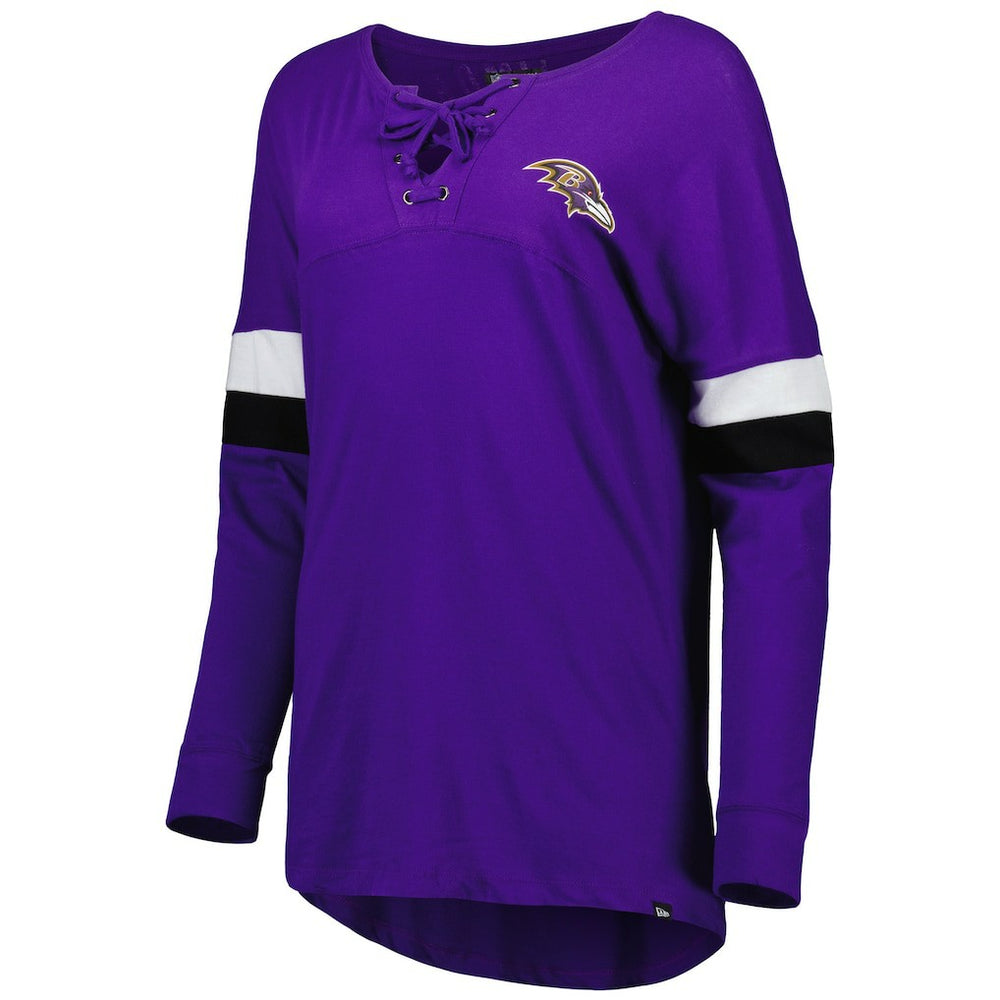 Baltimore Ravens New Era Women's Athletic Varsity Lace-Up Lightweight Long Sleeve T-Shirt - Purple cheap