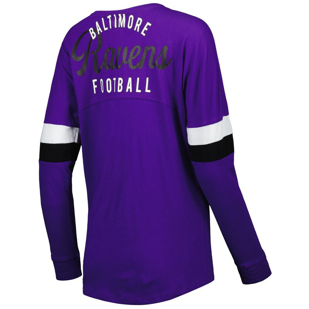 Baltimore Ravens New Era Women's Athletic Varsity Lace-Up Lightweight Long Sleeve T-Shirt - Purple cheap