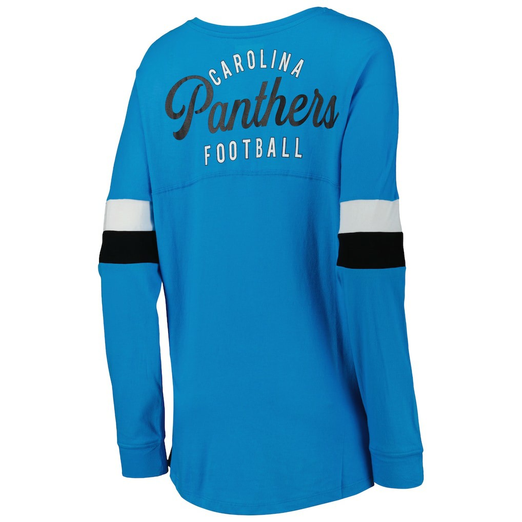 Carolina Panthers New Era Women's Athletic Varsity Lace-Up Lightweight Long Sleeve T-Shirt - Blue outlet