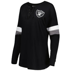 Las Vegas Raiders New Era Women's Athletic Varsity Lace-Up Lightweight Long Sleeve T-Shirt - Black online