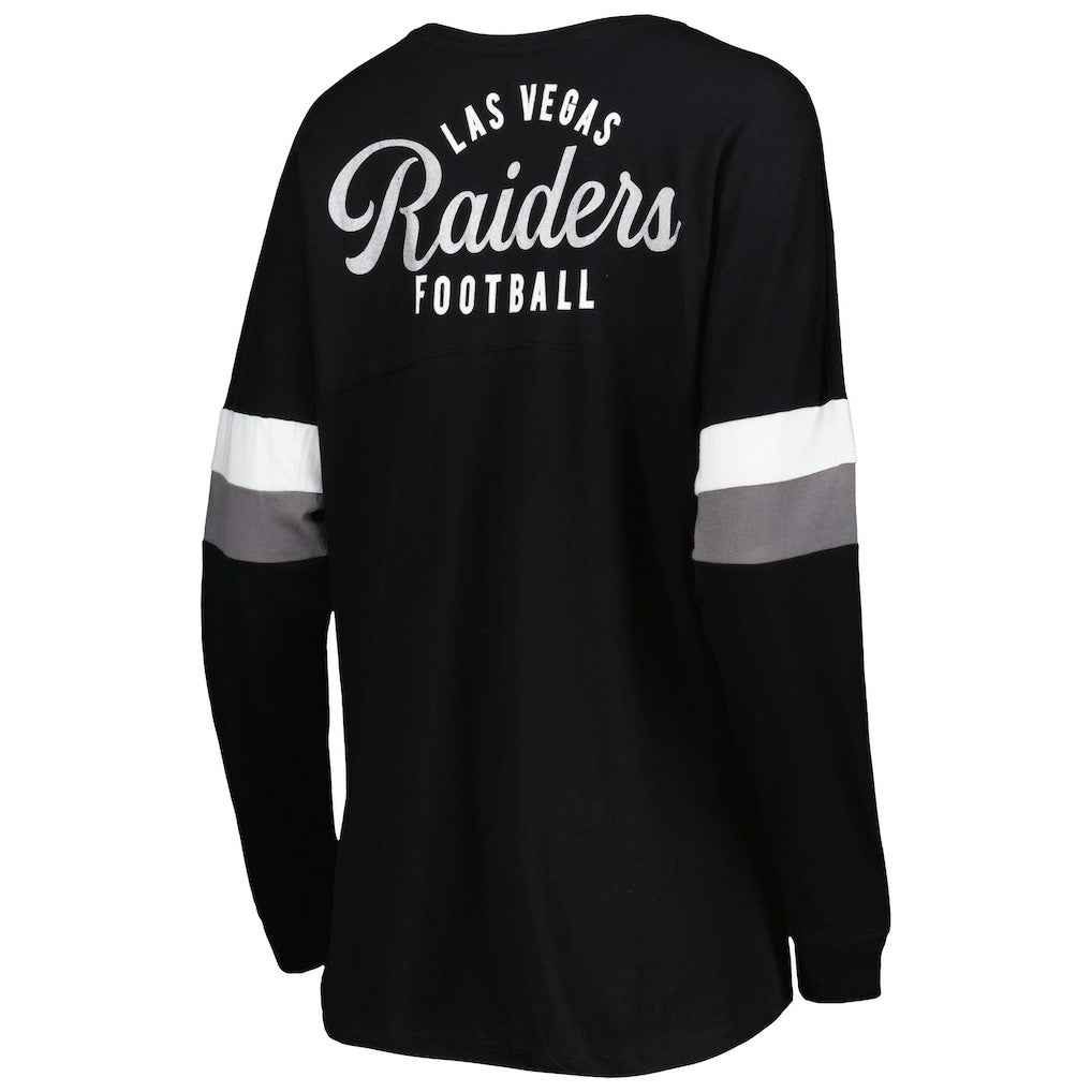 Las Vegas Raiders New Era Women's Athletic Varsity Lace-Up Lightweight Long Sleeve T-Shirt - Black online