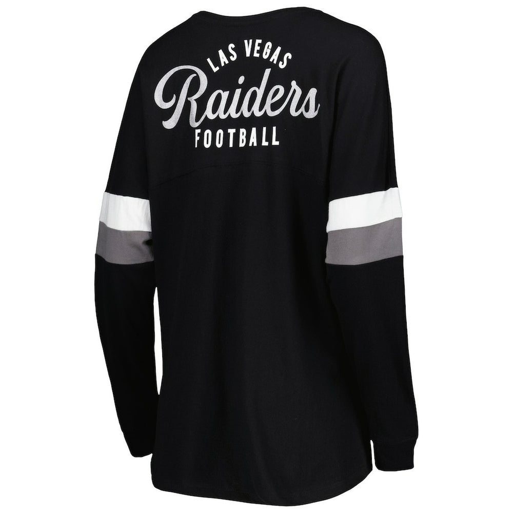 Las Vegas Raiders New Era Women's Athletic Varsity Lace-Up Lightweight Long Sleeve T-Shirt - Black online