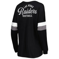 Las Vegas Raiders New Era Women's Athletic Varsity Lace-Up Lightweight Long Sleeve T-Shirt - Black online