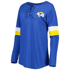 Los Angeles Rams New Era Women's Athletic Varsity Lace-Up Lightweight Long Sleeve T-Shirt - Royal on sale