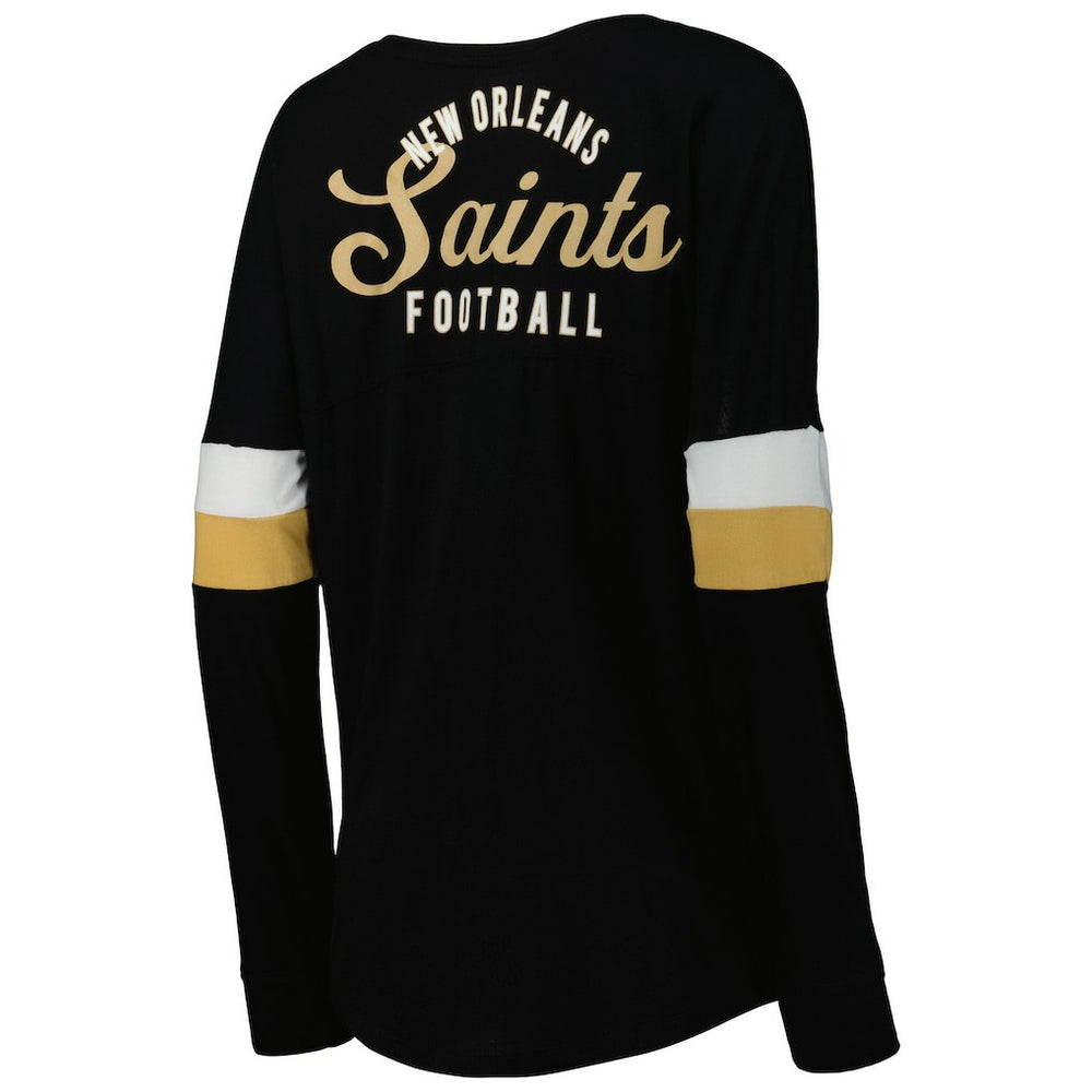 New Orleans Saints New Era Women's Athletic Varsity Lace-Up Lightweight Long Sleeve T-Shirt - Black sale