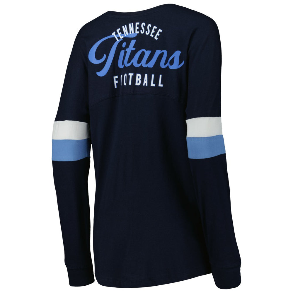 Tennessee Titans New Era Women's Athletic Varsity Lace-Up Lightweight Long Sleeve T-Shirt - Navy cheap