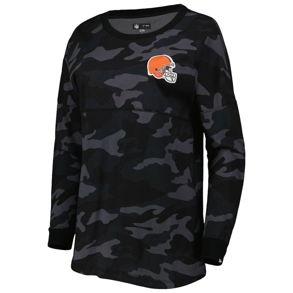 Cleveland Browns New Era Women's Camo Long Sleeve T-Shirt - Black online