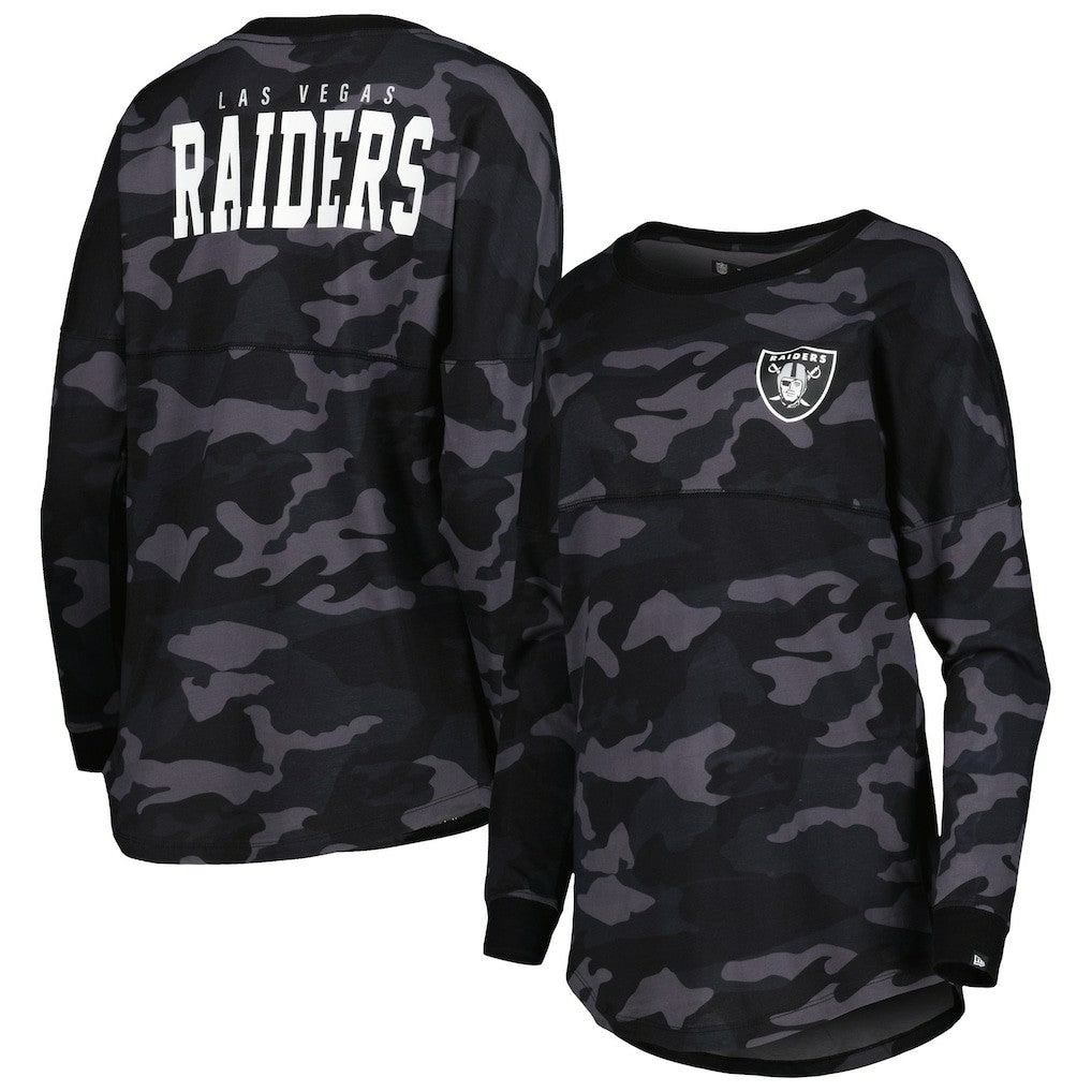 Las Vegas Raiders New Era Women's Camo Long Sleeve T-Shirt - Black sale