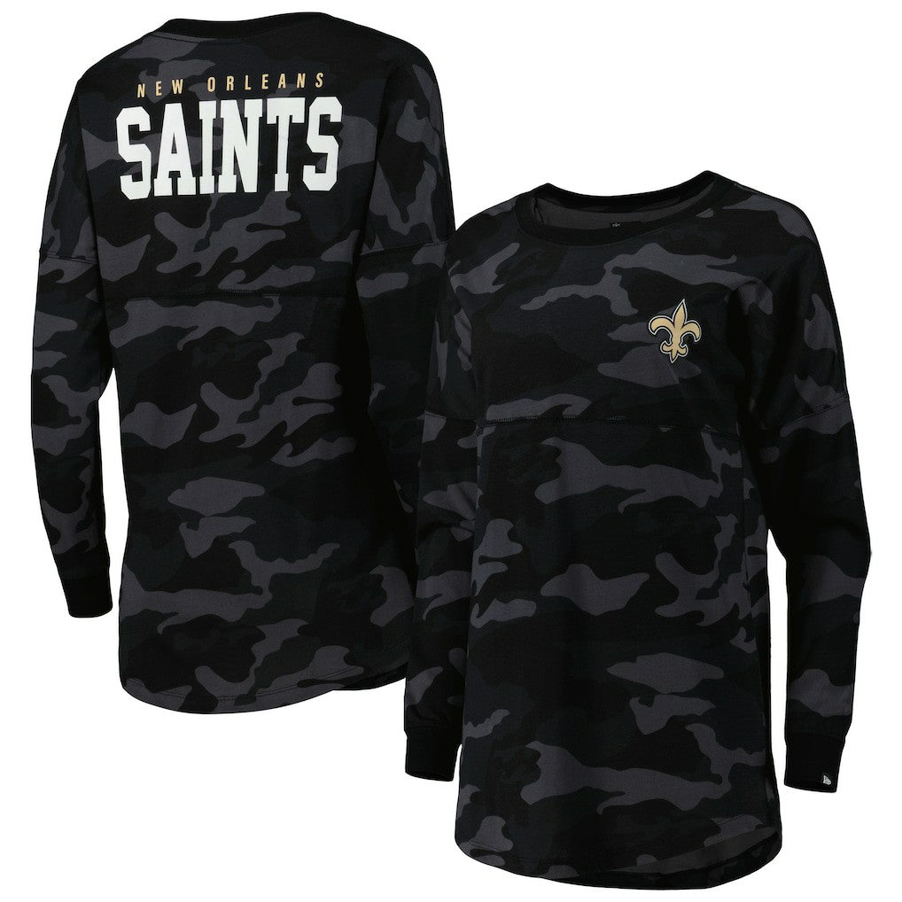 New Orleans Saints New Era Women's Camo Long Sleeve T-Shirt - Black outlet