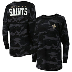 New Orleans Saints New Era Women's Camo Long Sleeve T-Shirt - Black outlet