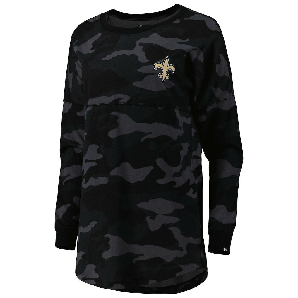 New Orleans Saints New Era Women's Camo Long Sleeve T-Shirt - Black outlet