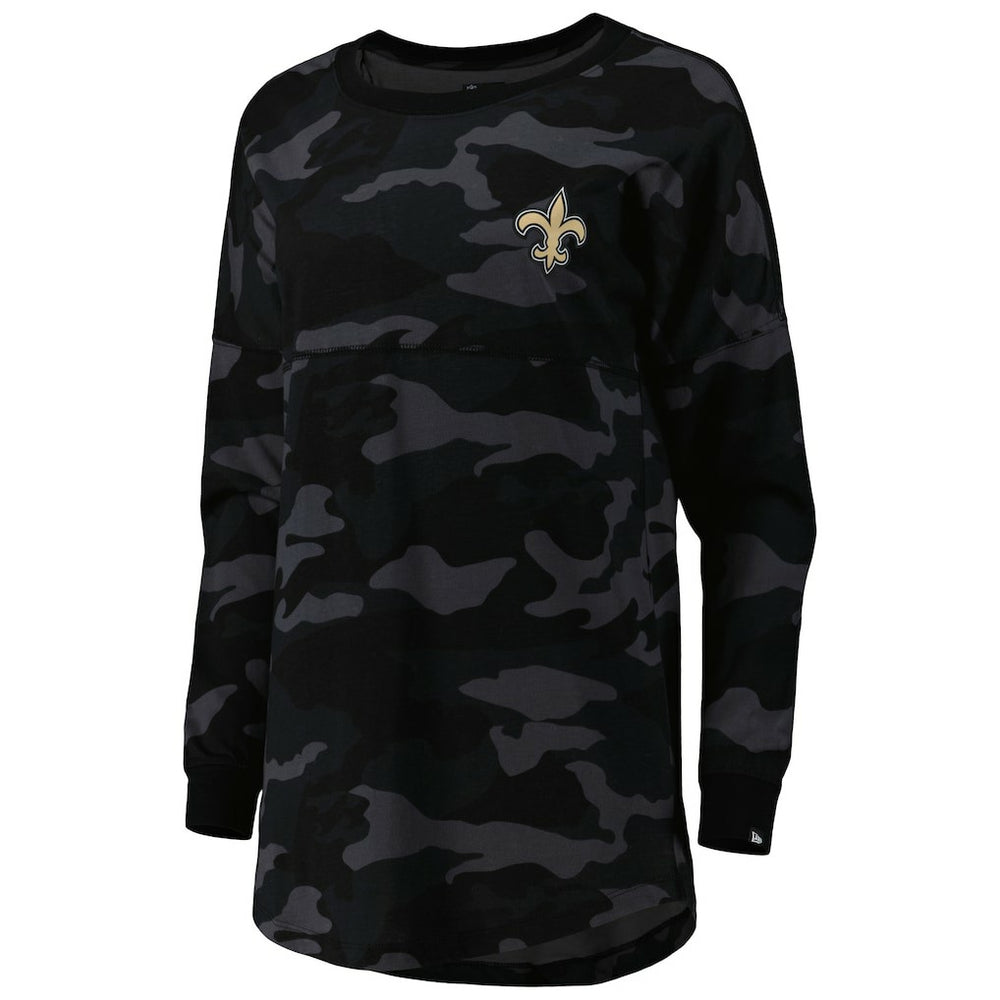 New Orleans Saints New Era Women's Camo Long Sleeve T-Shirt - Black outlet