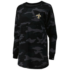 New Orleans Saints New Era Women's Camo Long Sleeve T-Shirt - Black outlet