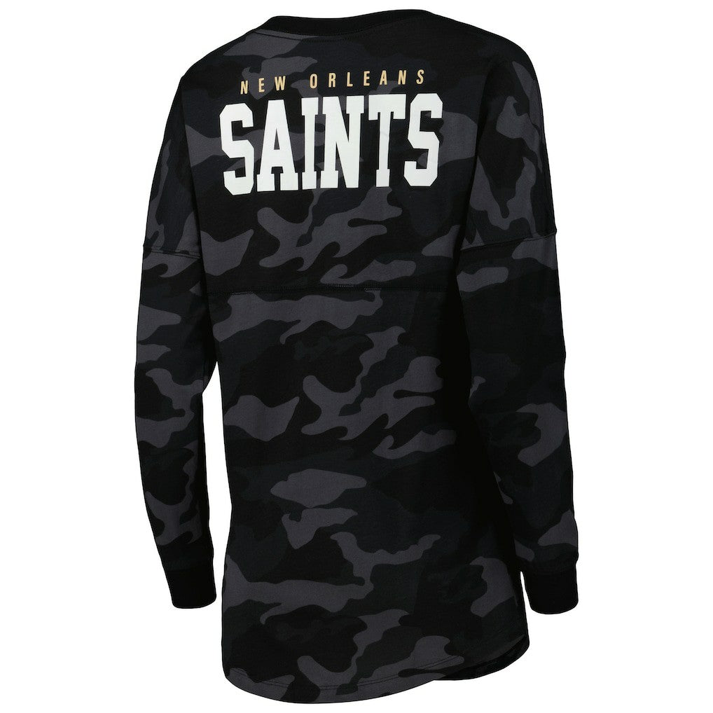 New Orleans Saints New Era Women's Camo Long Sleeve T-Shirt - Black outlet