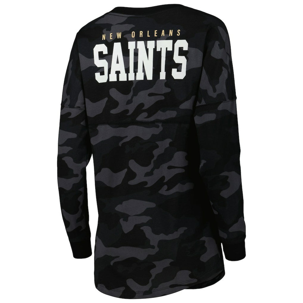 New Orleans Saints New Era Women's Camo Long Sleeve T-Shirt - Black outlet