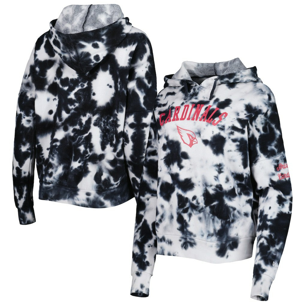 Arizona Cardinals New Era Women's Cloud Dye Fleece Pullover Hoodie - Black sale
