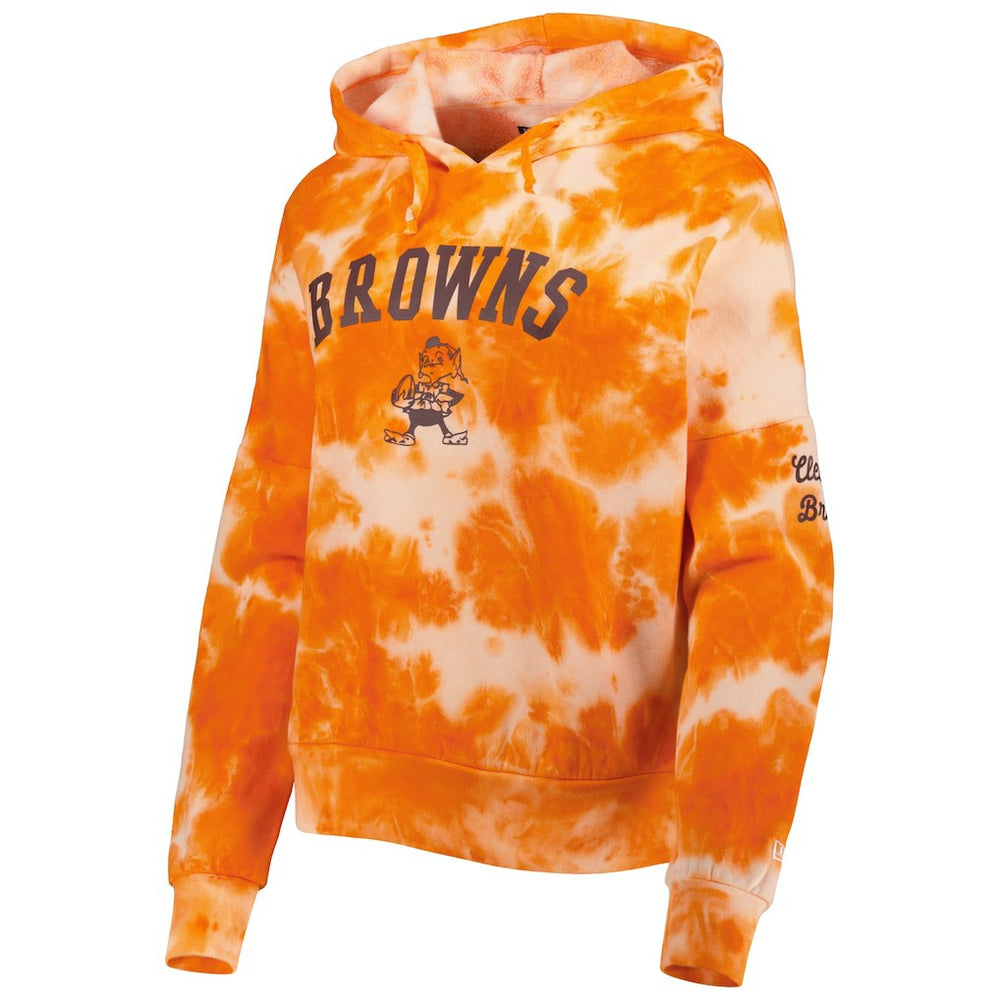 Cleveland Browns New Era Women's Cloud Dye Fleece Pullover Hoodie - Orange cheap
