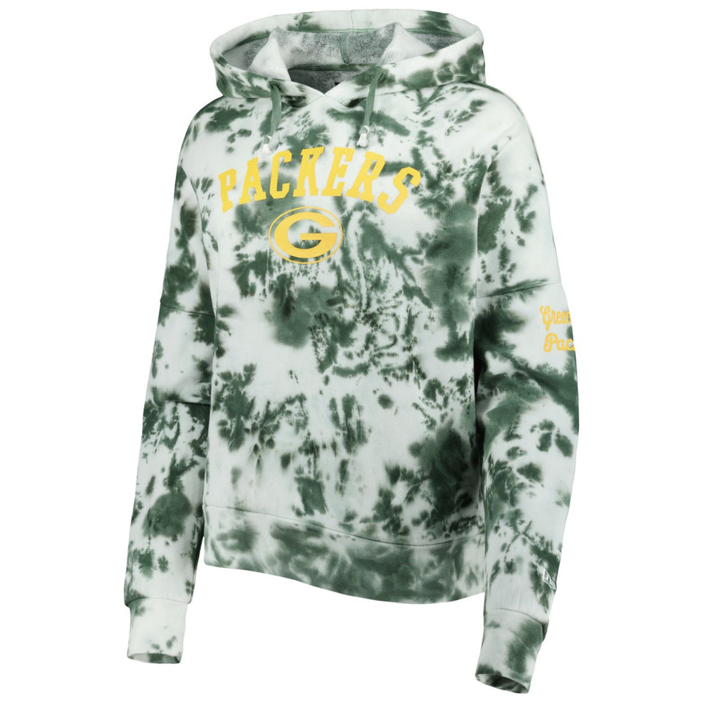 Green Bay Packers New Era Women's Cloud Dye Fleece Pullover Hoodie - Green discount