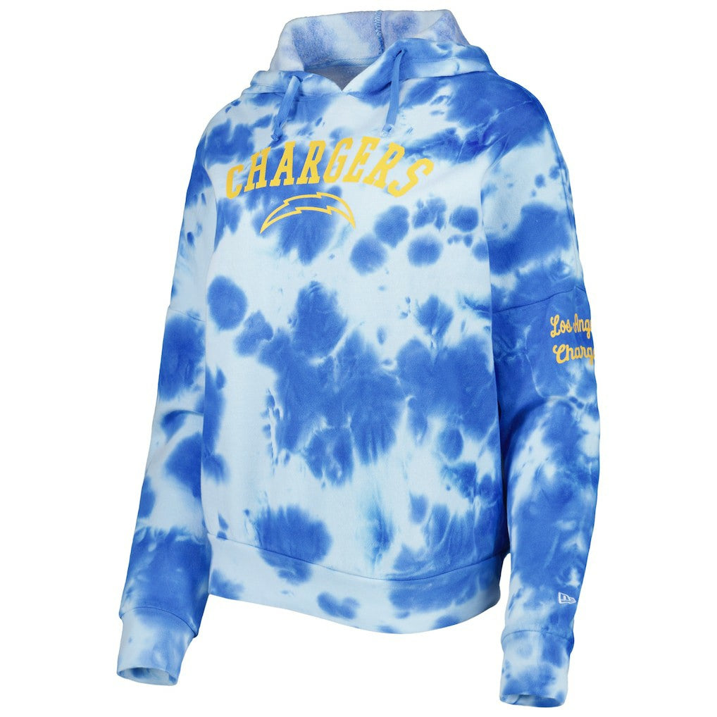 Los Angeles Chargers New Era Women's Cloud Dye Fleece Pullover Hoodie - Powder Blue for sale