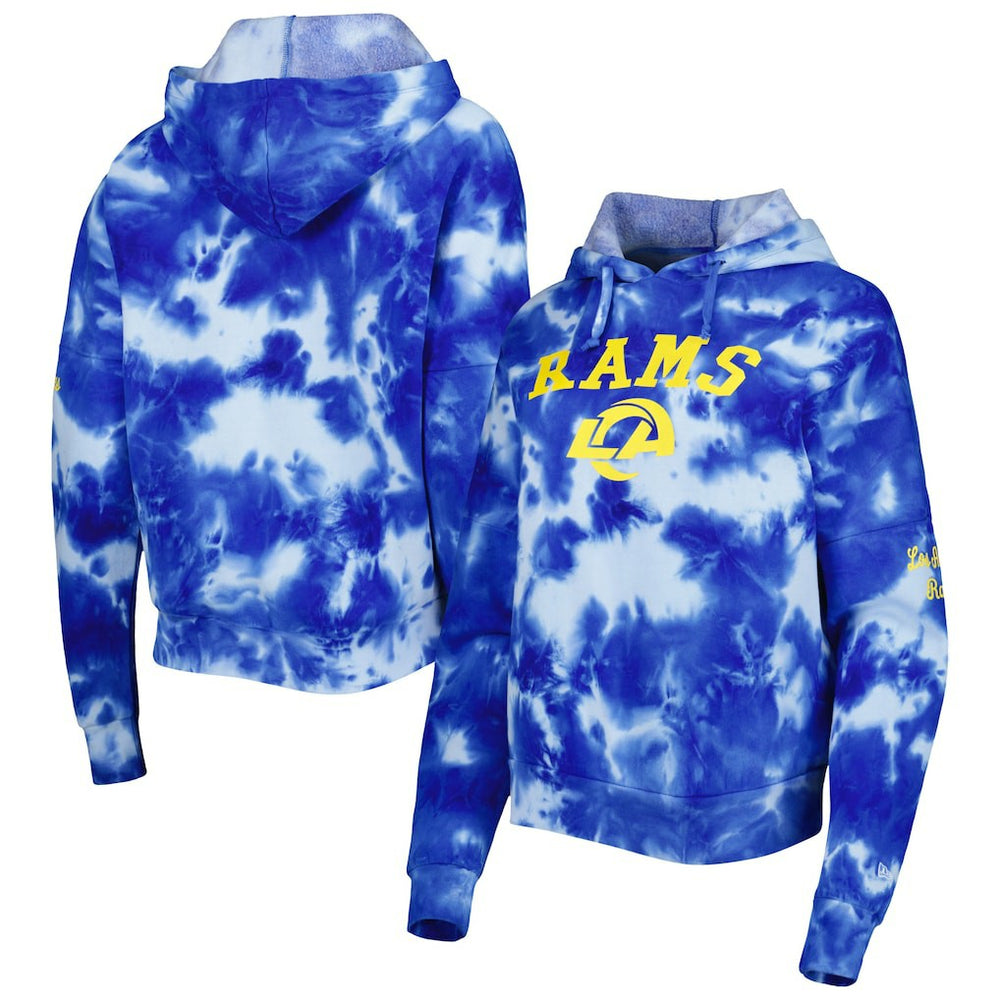 Los Angeles Rams New Era Women's Cloud Dye Fleece Pullover Hoodie - Royal cheap