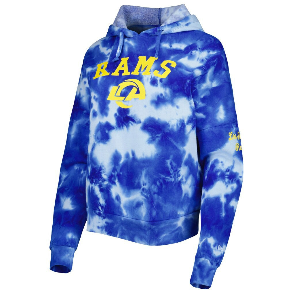Los Angeles Rams New Era Women's Cloud Dye Fleece Pullover Hoodie - Royal cheap