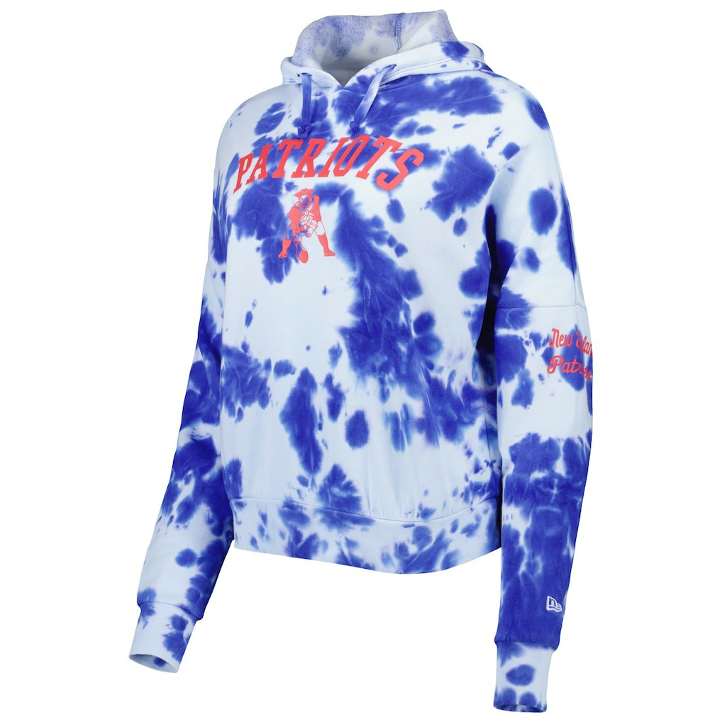 New England Patriots New Era Women's Cloud Dye Fleece Pullover Hoodie - Royal on sale