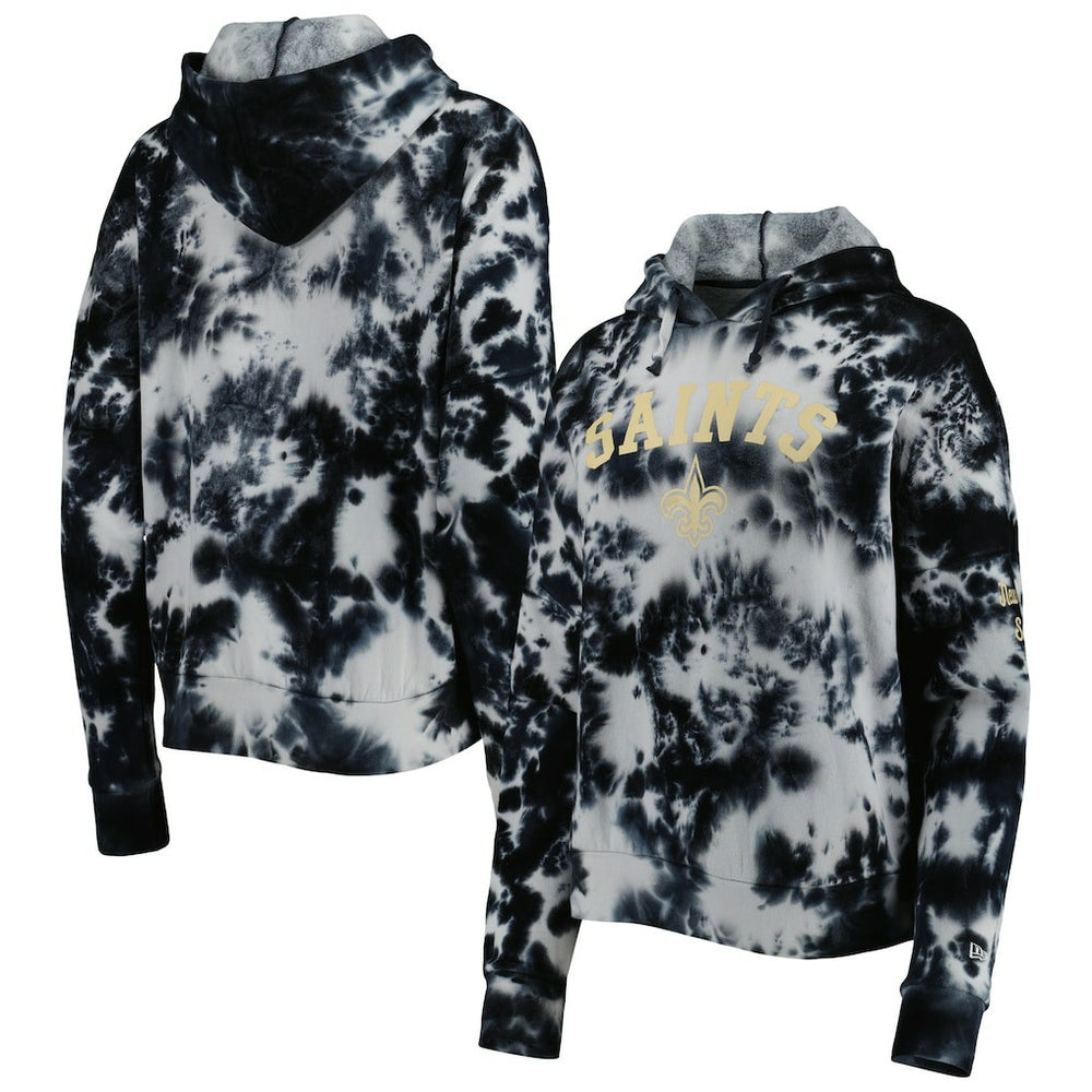 New Orleans Saints New Era Women's Cloud Dye Fleece Pullover Hoodie - Black online