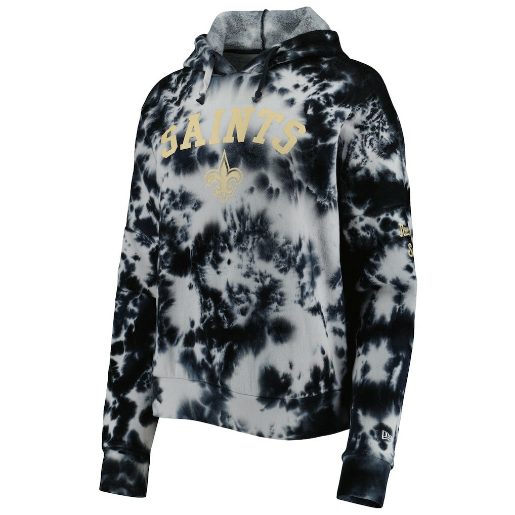 New Orleans Saints New Era Women's Cloud Dye Fleece Pullover Hoodie - Black online