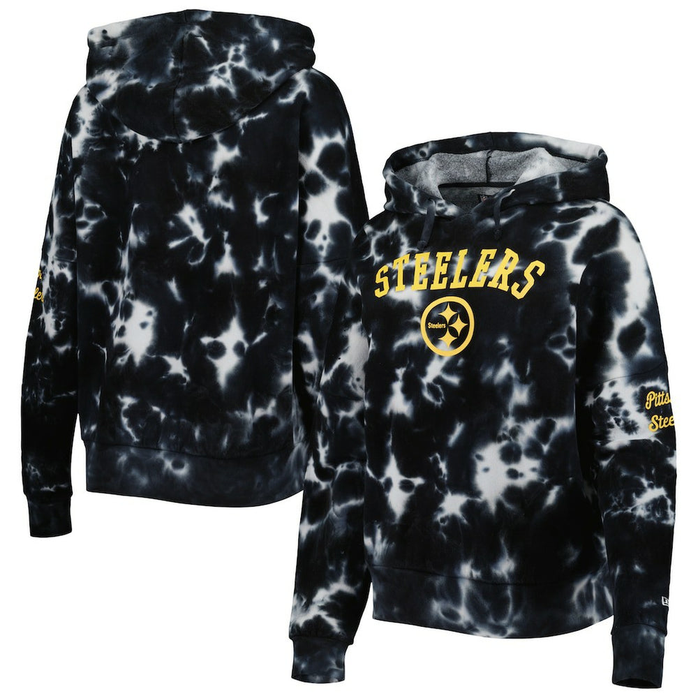Pittsburgh Steelers New Era Women's Cloud Dye Fleece Pullover Hoodie - Black on sale