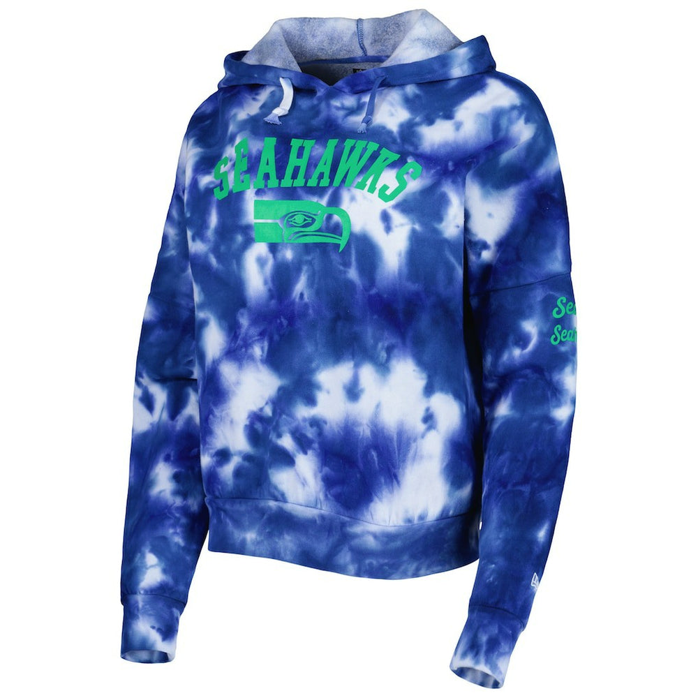 Seattle Seahawks New Era Women's Cloud Dye Fleece Pullover Hoodie - Royal sale