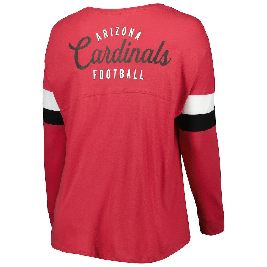 Arizona Cardinals New Era Women's Plus Size Athletic Varsity Lace-Up V-Neck Long Sleeve T-Shirt - Cardinal for sale