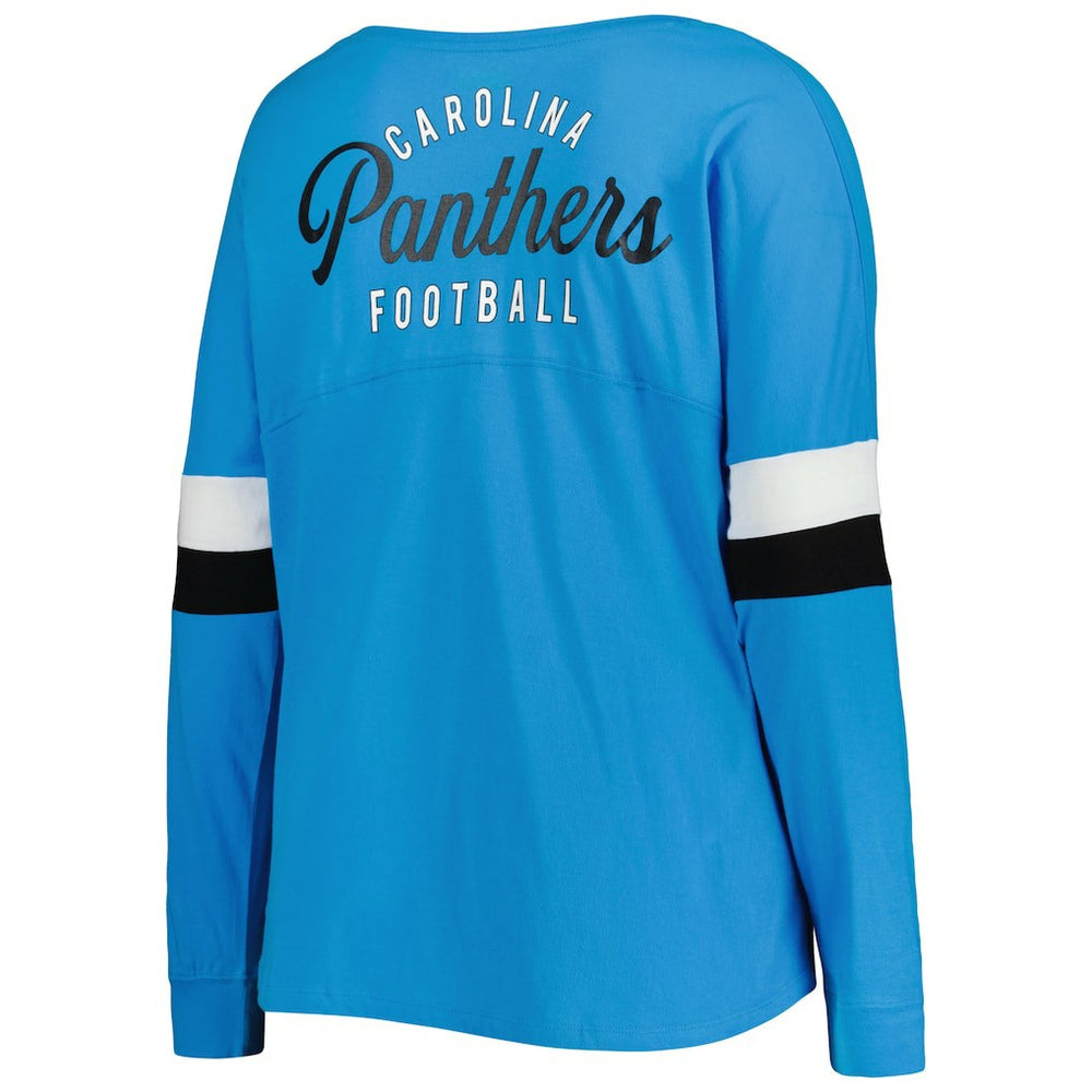 Carolina Panthers New Era Women's Plus Size Athletic Varsity Lace-Up V-Neck Long Sleeve T-Shirt - Blue online