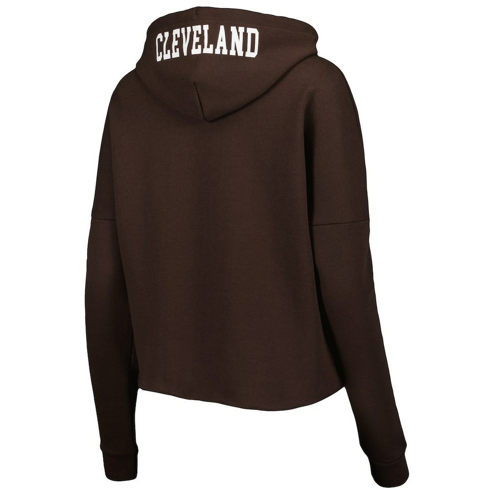 Cleveland Browns New Era Women's Foil Sleeve Pullover Hoodie - Brown sale