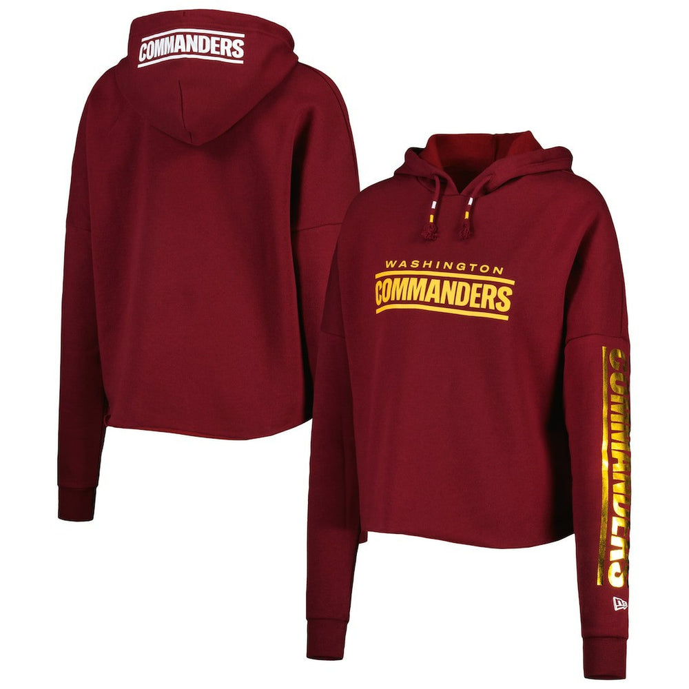 Washington Commanders New Era Women's Foil Sleeve Pullover Hoodie - Burgundy online