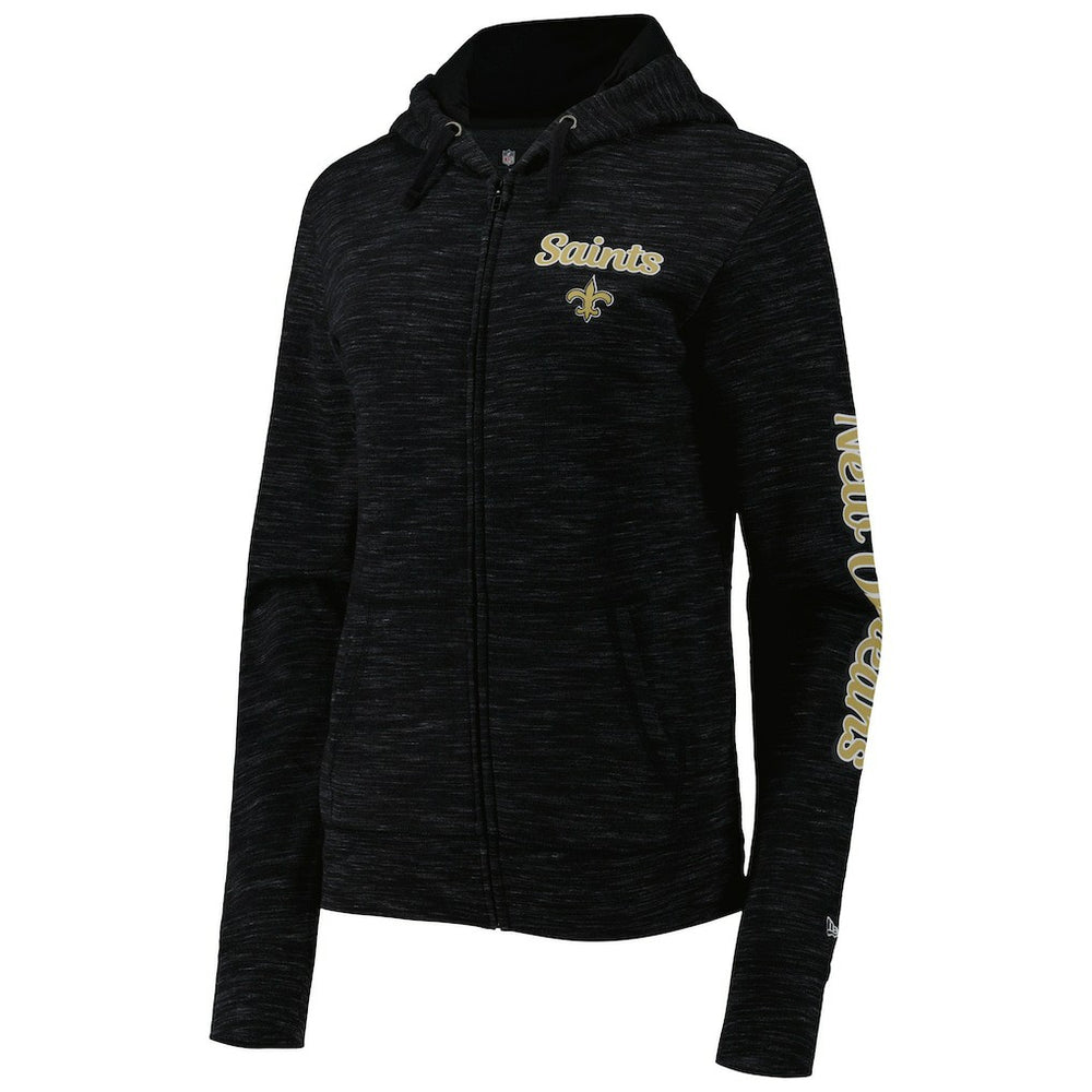 New Orleans Saints New Era Women's Reverse Space-Dye Full-Zip Hoodie - Black discount