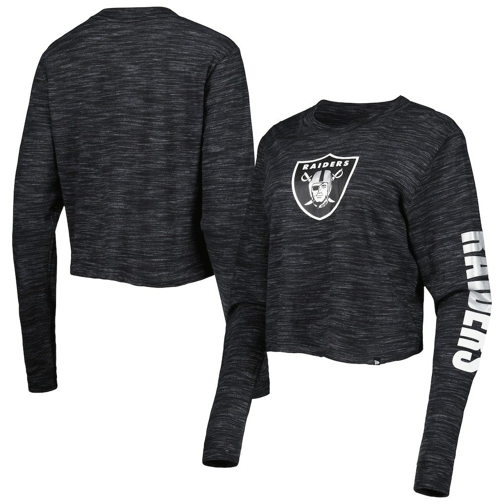 Las Vegas Raiders New Era Women's Crop Long Sleeve T-Shirt - Black for sale