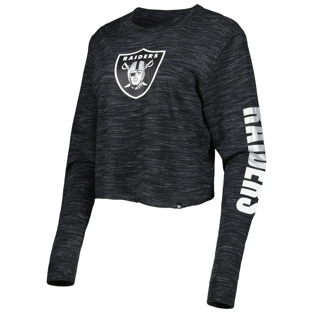 Las Vegas Raiders New Era Women's Crop Long Sleeve T-Shirt - Black for sale