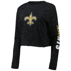 New Orleans Saints New Era Women's Crop Long Sleeve T-Shirt - Black on sale