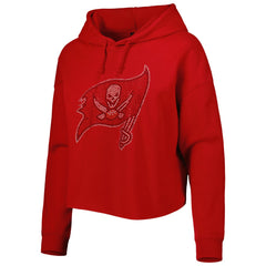 Tampa Bay Buccaneers Cuce Women's Crystal Logo Cropped Pullover Hoodie - Red on sale