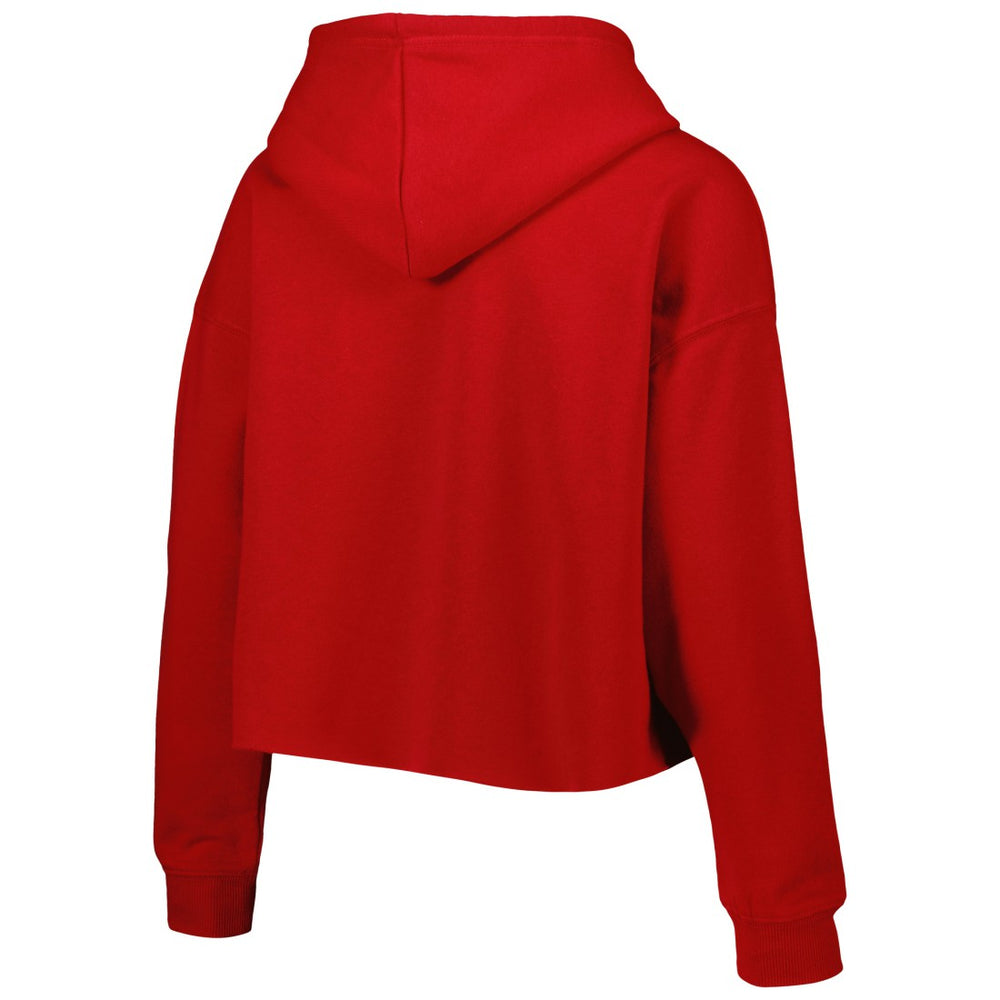 Tampa Bay Buccaneers Cuce Women's Crystal Logo Cropped Pullover Hoodie - Red on sale