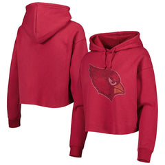 Arizona Cardinals Cuce Women's Crystal Logo Cropped Pullover Hoodie - Cardinal cheap