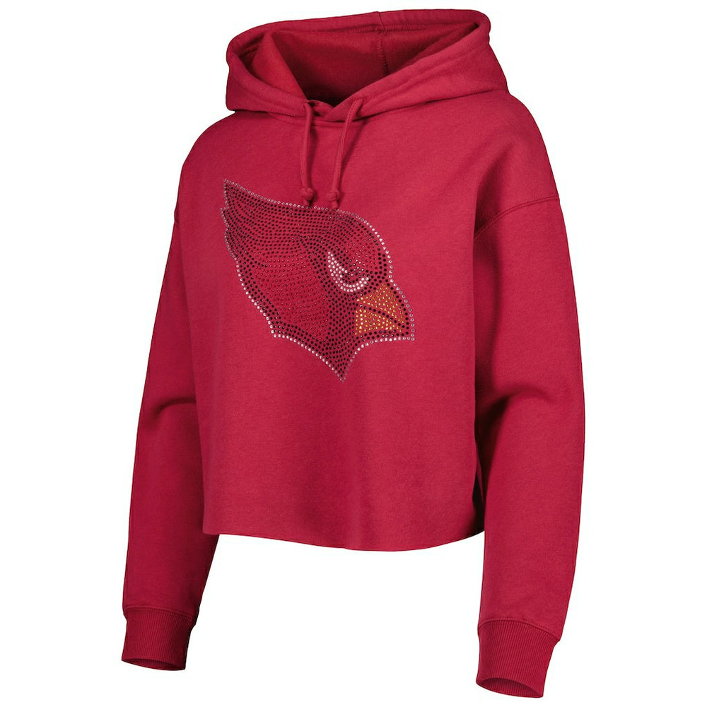 Arizona Cardinals Cuce Women's Crystal Logo Cropped Pullover Hoodie - Cardinal cheap