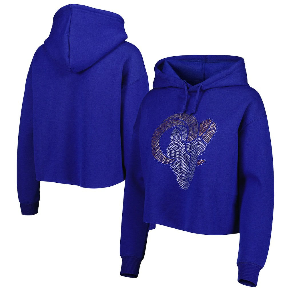 Los Angeles Rams Cuce Women's Crystal Logo Cropped Pullover Hoodie - Royal outlet