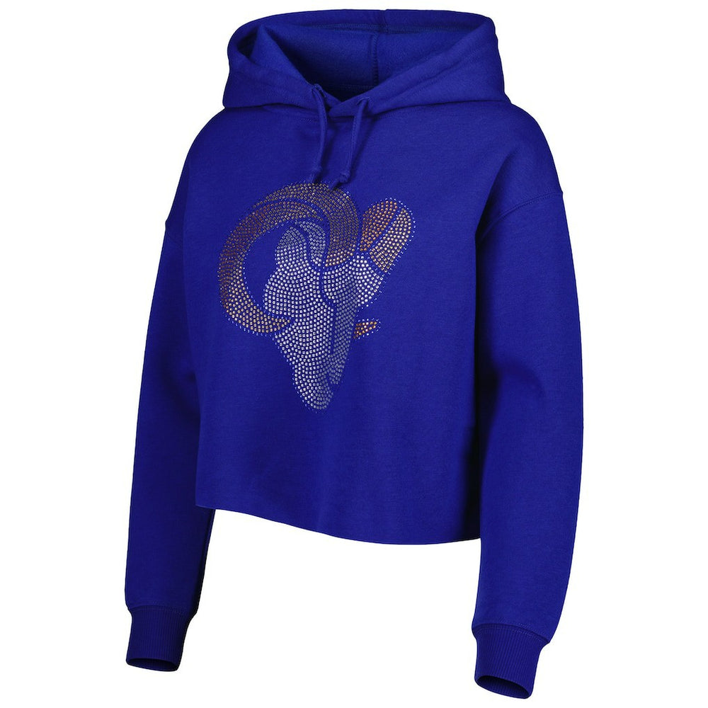 Los Angeles Rams Cuce Women's Crystal Logo Cropped Pullover Hoodie - Royal outlet