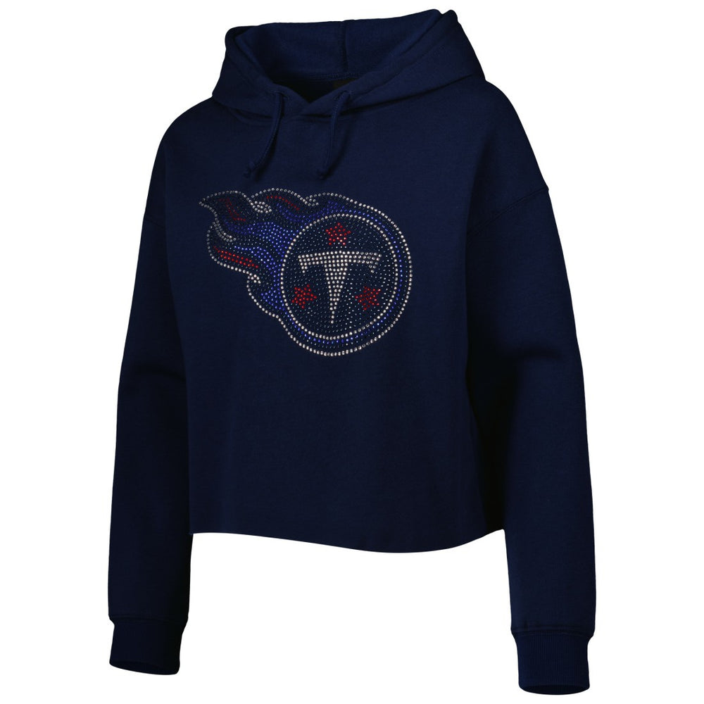 Tennessee Titans Cuce Women's Crystal Logo Cropped Pullover Hoodie - Navy cheap
