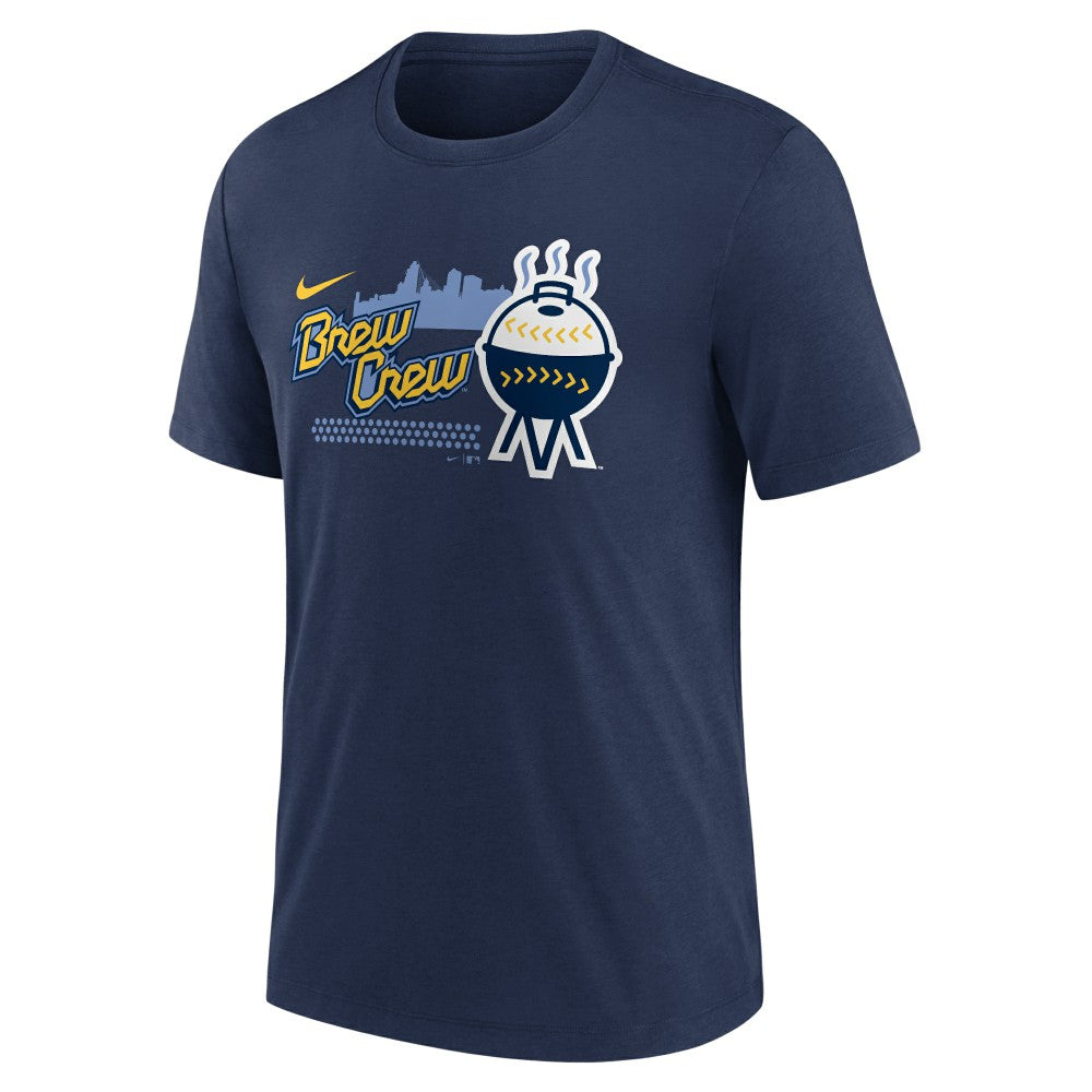 Milwaukee Brewers City Connect Tri-Blend T-Shirt - Navy | Nike