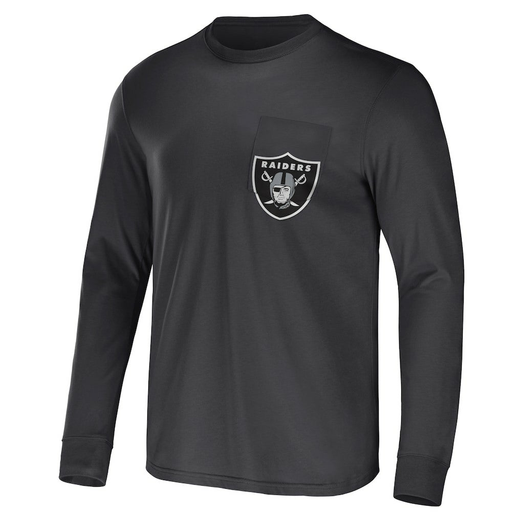 Las Vegas Raiders NFL x Darius Rucker Collection Team Long Sleeve Pocket T-Shirt - Charcoal for sale