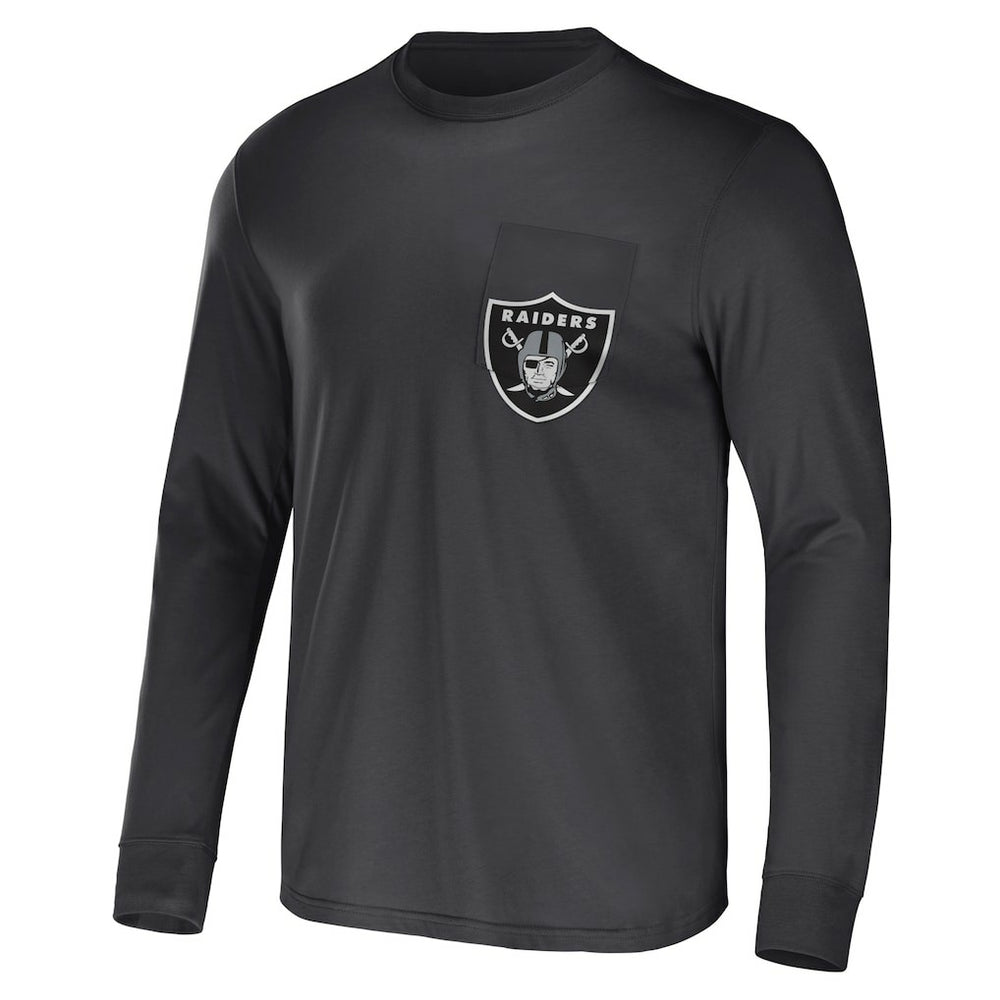 Las Vegas Raiders NFL x Darius Rucker Collection Team Long Sleeve Pocket T-Shirt - Charcoal for sale